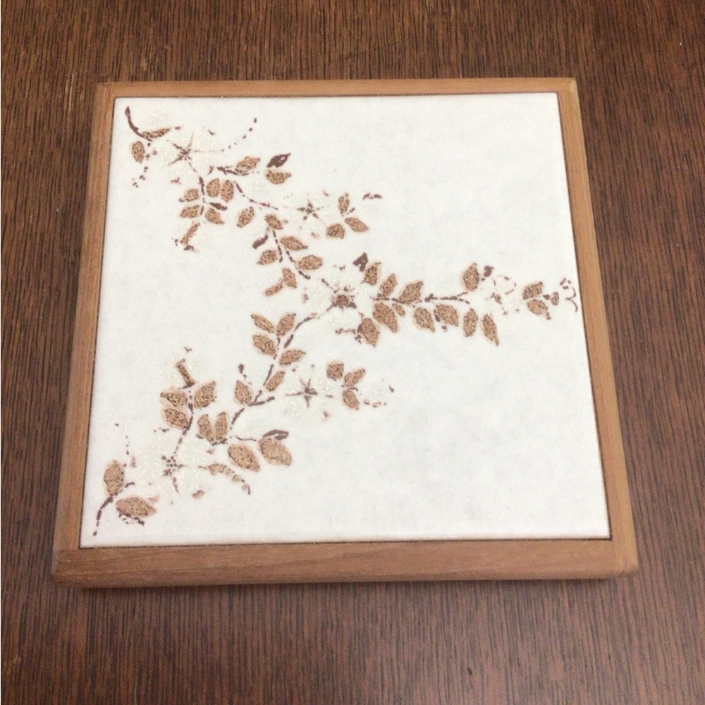 Wood Frame Floral Tile Trivet